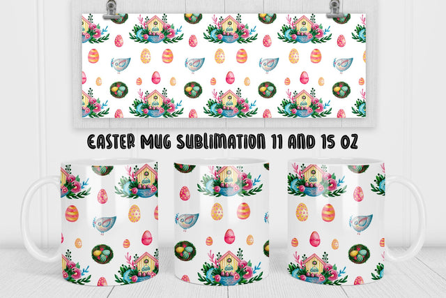 Easter Print Mug Sublimation Design Sublimation WatercolorColorDream 