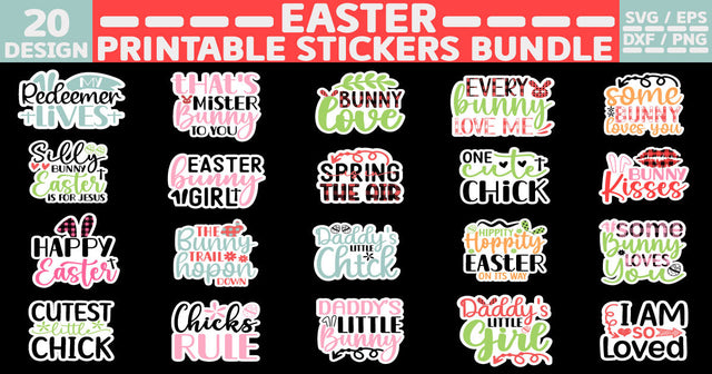 Easter Printable Stickers Bundle Cut File SVG akazaddesign 