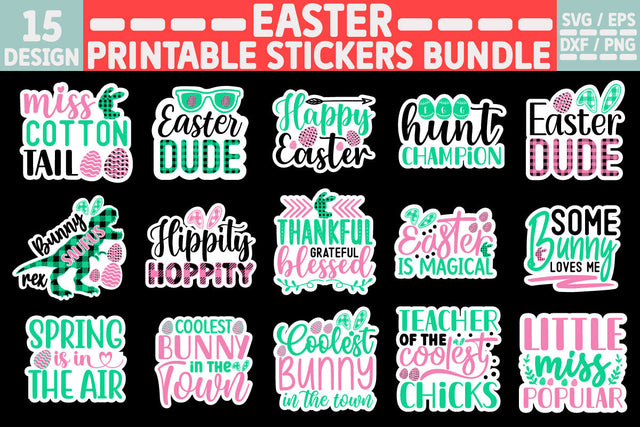 Easter Printable Stickers Bundle Cut File SVG akazaddesign 