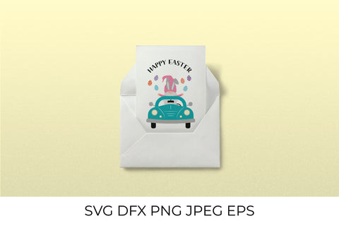 Easter retro car with cute gnome SVG SVG LaBelezoka 