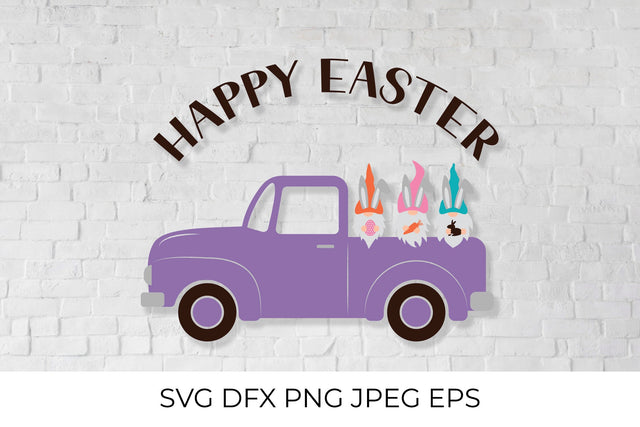 Easter retro truck with cute gnomes SVG SVG LaBelezoka 