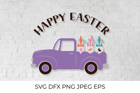 Easter retro truck with cute gnomes SVG SVG LaBelezoka 