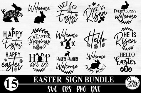 Easter Round Door Sign SVG Bundle, Easter Sign SVG Bundle SVG Svgcraft 
