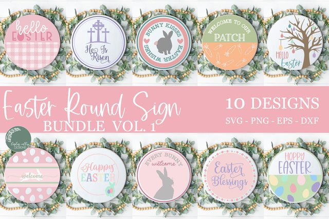 Easter Round Sign Bundle-Easter SVG Bundle-Happy Easter SVG SVG Linden Valley Designs 