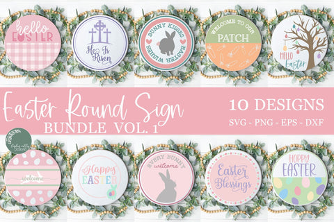 Easter Round Sign Bundle-Easter SVG Bundle-Happy Easter SVG SVG Linden Valley Designs 