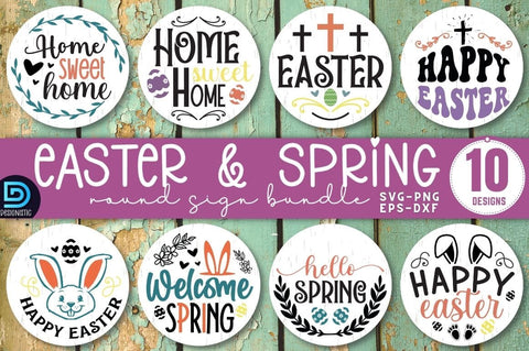 Easter Round Sign SVG Bundle SVG DESIGNISTIC 