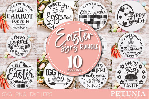 Easter Round Signs SVG Bundle | Happy Easter SVG SVG Petunia Digital Design 