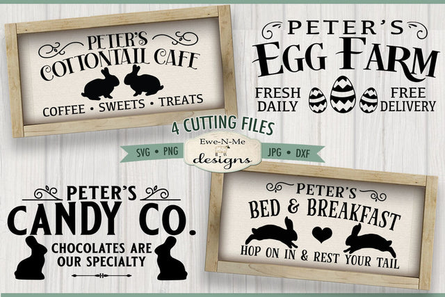 Easter Sign Maker SVG Bundle - Peter's Cafe, Peter's Candy Co, Peter's Cafe, Peter's B&B SVG Ewe-N-Me Designs 
