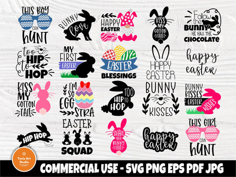 Easter Signs SVG | Svg Bundle | Happy Easter | My First Easter | Kiss my Cotton Tail | Bunny Love | Girl and Boy Hunt Svg | Easter Holiday SVG TonisArtStudio 