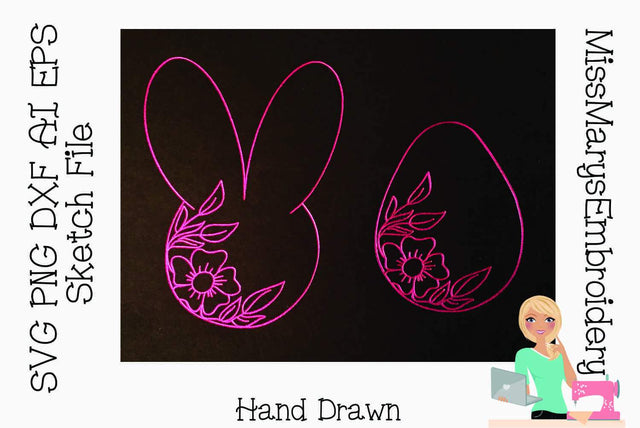 Easter Sketch File Set | Foil Quill | Drawing File Sketch DESIGN MissMarysEmbroidery 
