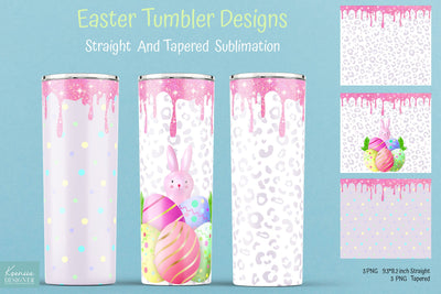 Easter Skinny Tumbler Sublimation. Pink Leopard Tumbler Design SVG Kseniia designer 