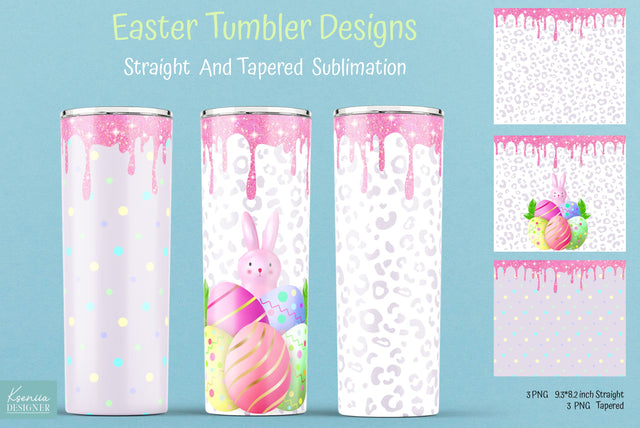 Easter Skinny Tumbler Sublimation. Pink Leopard Tumbler Design SVG Kseniia designer 