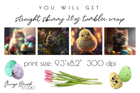 Easter Skinny Tumbler Wrap Bundle 20 Oz Tumbler Sublimation SVG OrangeBrushStudio 
