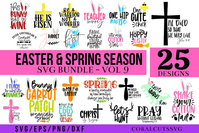 Easter & Spring Season Bundle of 25 SVG DXF PNG JPG Design SVG CoralCutsSVG 