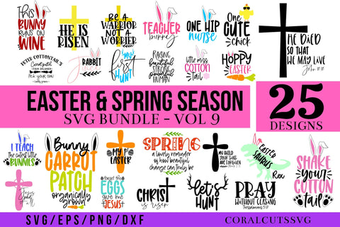 Easter & Spring Season Bundle of 25 SVG DXF PNG JPG Design SVG CoralCutsSVG 