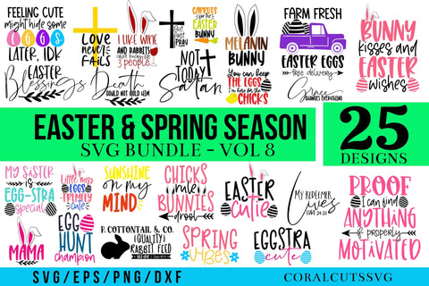 Easter & Spring Season Shirt SVG Bundle - 25 Designs SVG CoralCutsSVG 