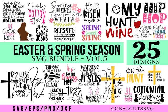 Easter & Spring Season SVG Bundle - 25 Designs SVG CoralCutsSVG 