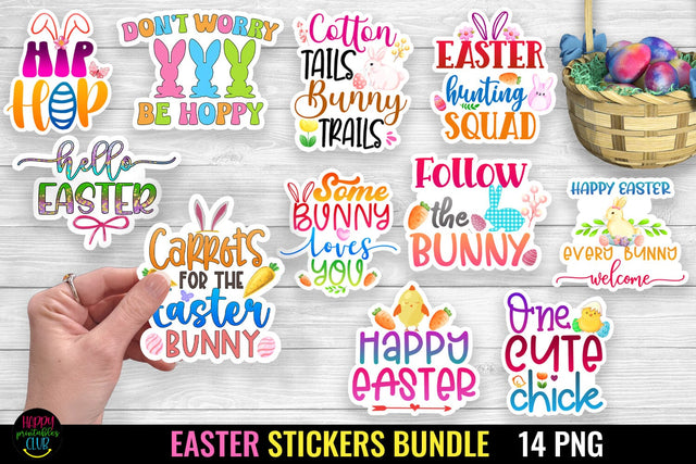 Easter Stickers Bundle I Printable Easter Stickers Bundle Sublimation Happy Printables Club 