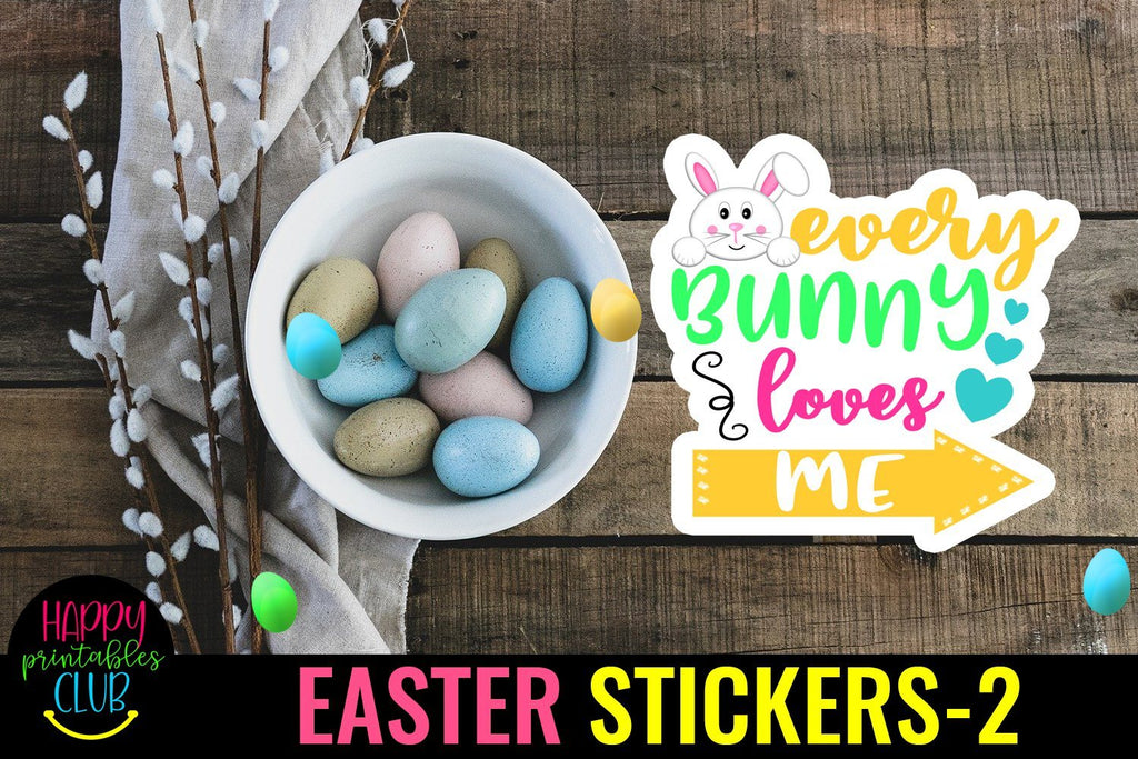 Easter Stickers Bundle Pack- Easter Stickers Printable Pack - So Fontsy