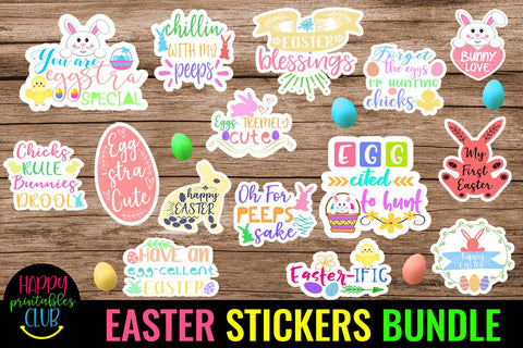 Easter Stickers Bundle Pack- Easter Stickers Printable Pack SVG Happy Printables Club 