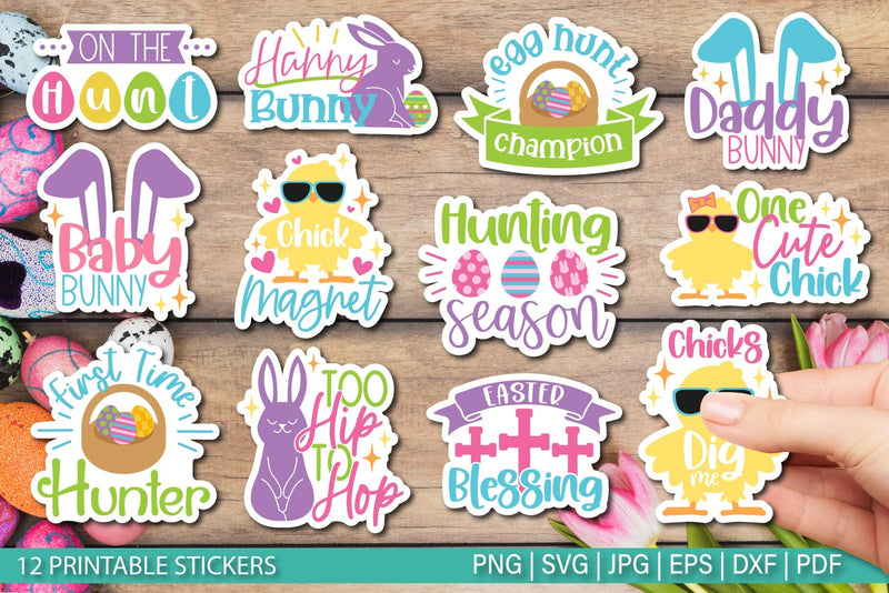 Easter Stickers Bundle SVG | Printable Stickers for Cricut SVG TatiStudio 