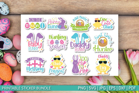 Easter Stickers Bundle SVG | Printable Stickers for Cricut SVG TatiStudio 