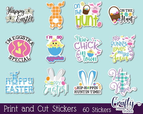 Easter Stickers, Easter Sticker Bundle, Easter Sticker Pack SVG Crafty Mama Studios 