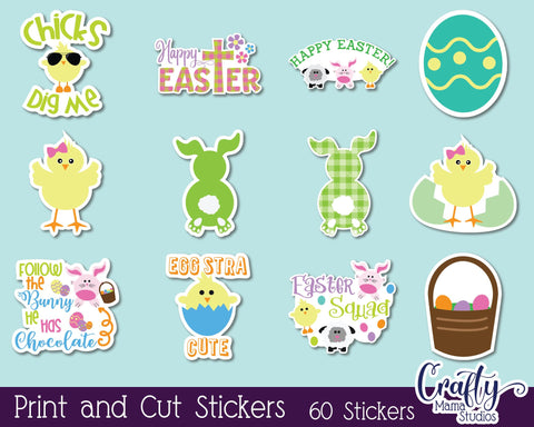 Easter Stickers, Easter Sticker Bundle, Easter Sticker Pack SVG Crafty Mama Studios 