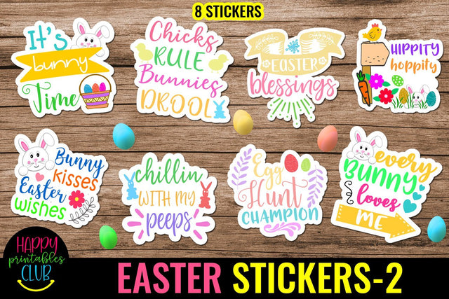 Easter Stickers Pack 2- Printable Easter Stickers- Easter SVG Happy Printables Club 