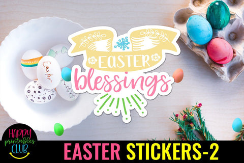 Easter Stickers Pack 2- Printable Easter Stickers- Easter SVG Happy Printables Club 