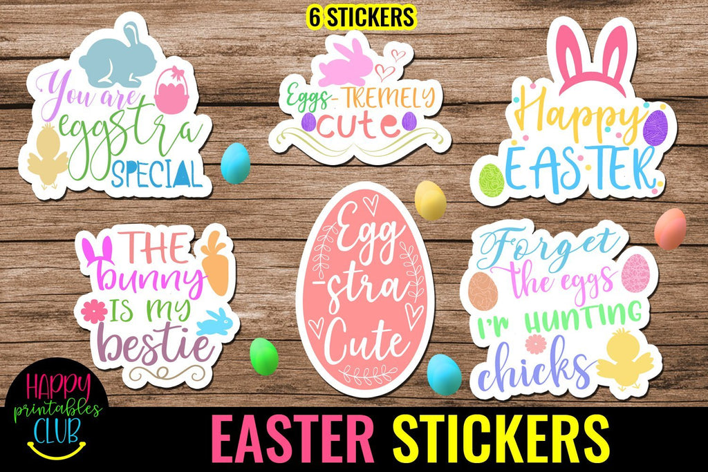 Easter Stickers Pack 3- Printable Easter Stickers- Easter - So Fontsy