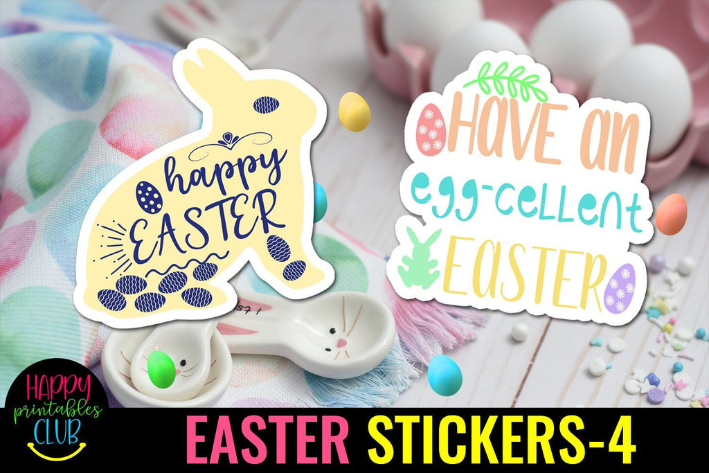 Easter Stickers Pack 4- Printable Easter Stickers- Easter - So Fontsy