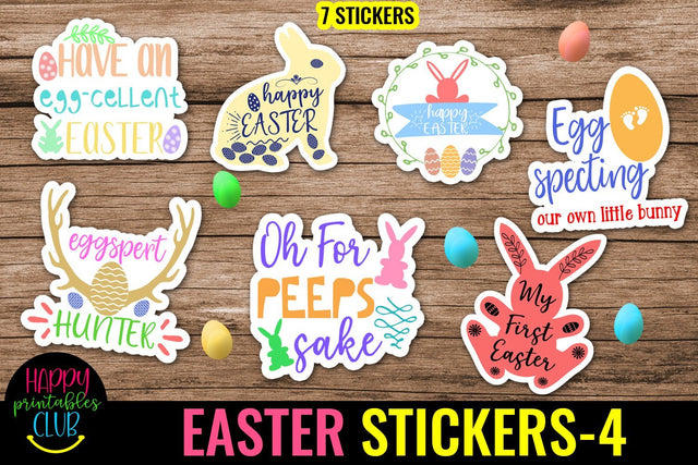 Easter Stickers Pack 4- Printable Easter Stickers- Easter SVG Happy Printables Club 