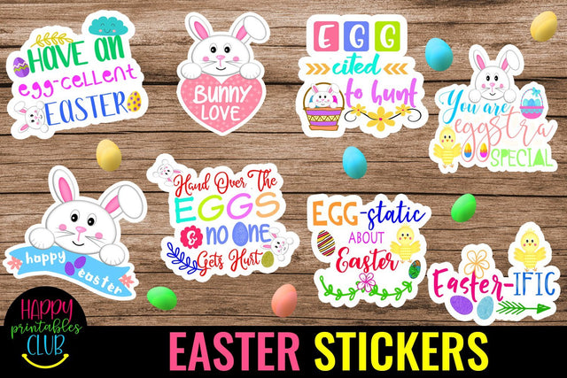 Easter Stickers Pack- Printable Easter Stickers- Cute Easter SVG Happy Printables Club 