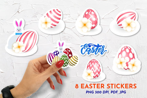 Easter stickers. Printable. Easter eggs, easter bunny. PNG SVG Angelina Semenova 