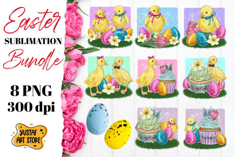 Easter sublimation Bundle. Spring ducklings & chicks design Sublimation Yustaf Art Store 