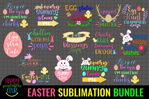 Easter Sublimation Bundle - Sublimation Bundle Easter PNG Sublimation Happy Printables Club 