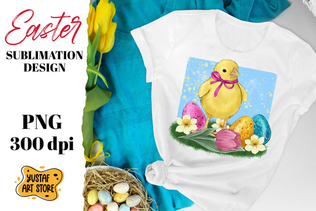 Easter sublimation design. Cute chick,flowers and easter egg Sublimation Yustaf Art Store 
