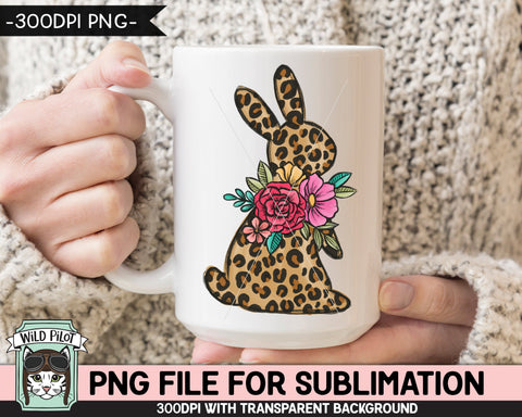Easter SUBLIMATION design PNG, Floral Leopard Bunny png file, Bunny Rabbit silhouette sublimation, Flower Easter Bunny png, Spring shirt png Sublimation Wild Pilot 