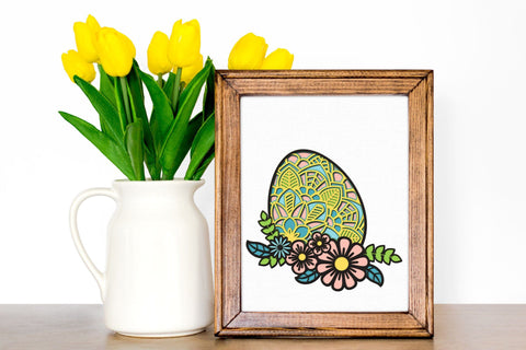 Easter SVG, 3D Layered Floral Egg SVG, Easter Mandala cut file - 6 Layers. 3D Paper Elinorka 
