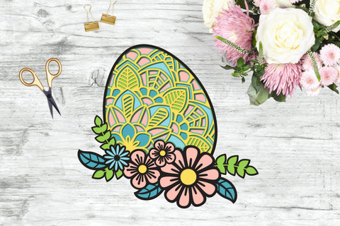 Easter SVG, 3D Layered Floral Egg SVG, Easter Mandala cut file - 6 Layers. 3D Paper Elinorka 