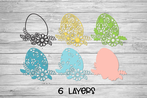Easter SVG, 3D Layered Floral Egg SVG, Easter Mandala cut file - 6 Layers. 3D Paper Elinorka 