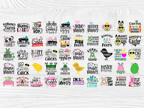 Easter SVG | 50 Shirt Designs | Svg Bundle | Easter Quotes Svg | Happy Easter Svg | Easter Bunny | Easter Eggs | Cricut and Silhouette Files SVG TonisArtStudio 