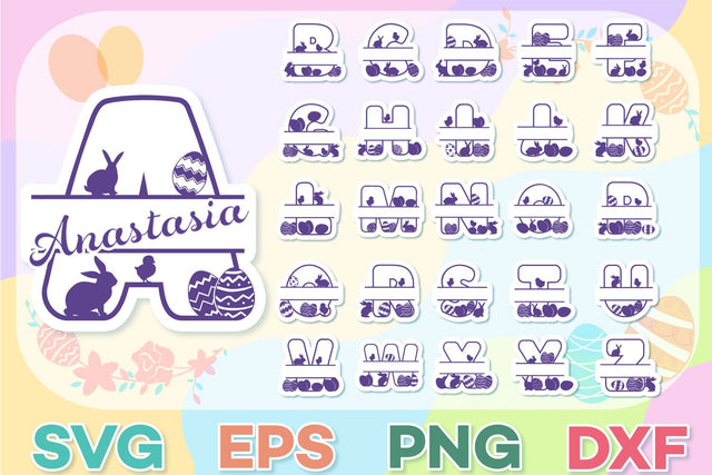 Easter SVG Alphabet | Easter Split Alphabet SVG Feya's Fonts and Crafts 