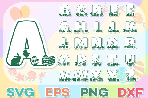 Easter SVG Alphabet | Easter Split Alphabet SVG Feya's Fonts and Crafts 