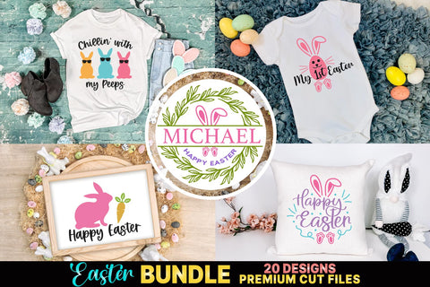 Easter SVG Bundle - 20 Premium Cut Files with Gnomes, Bunny SVG Shine Green Art 
