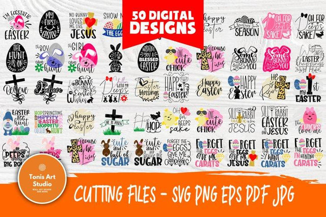 Easter SVG Bundle | 50 Shirt Designs | Easter Kids Signs | Happy Easter Svg | Easter Bunny Svg | Easter Eggs | Cricut and Silhouette Files SVG TonisArtStudio 