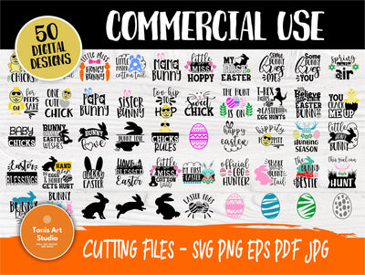 Easter SVG Bundle | 50 Shirt Designs | Easter Kids Signs | Happy Easter Svg | Easter Bunny Svg | Easter Eggs | Cricut and Silhouette Files SVG TonisArtStudio 