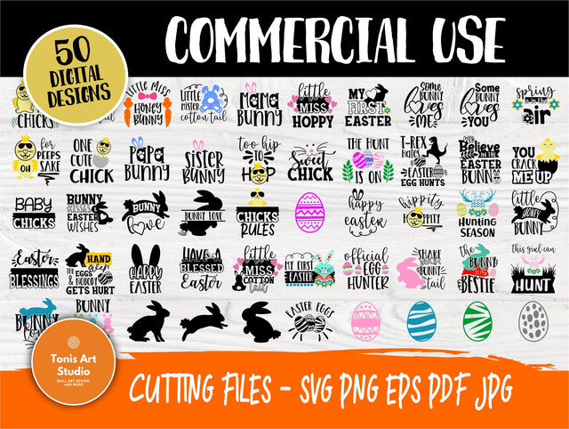 Easter SVG Bundle | 50 Shirt Designs | Easter Kids Signs | Happy Easter Svg | Easter Bunny Svg | Easter Eggs | Cricut and Silhouette Files SVG TonisArtStudio 
