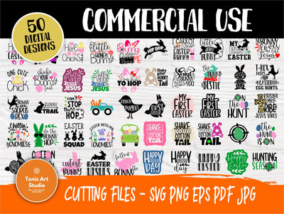 Easter SVG Bundle | 50 Shirt Designs | Easter Kids Signs | Happy Easter Svg | Easter Bunny Svg | Easter Eggs | Cricut and Silhouette Files SVG TonisArtStudio 